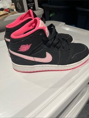 Jordan Mid-Top Sneakers in Black and Pink Accent
